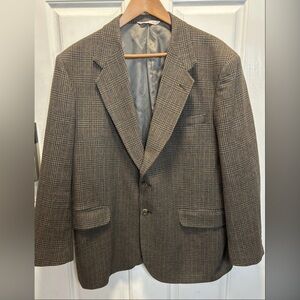 Stafford Blazer Mens 46 Regular Wool Plaid Glen Check Sport Coat Classic Jacket